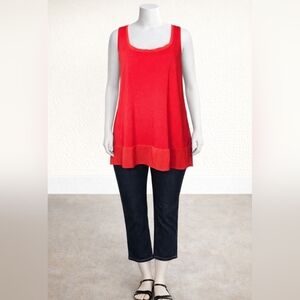 Maurices Chiffon Tunic Tank Top Neon Coral Women's Sleeveless